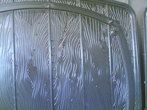 Detail of rotational mould for faux wood panel